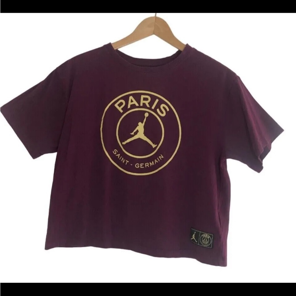 ❌sold❌Nike Air Jordan Bordeaux Paris Saint-Germain Short Sleeve Crop 2XL XXL - Picture 12 of 13